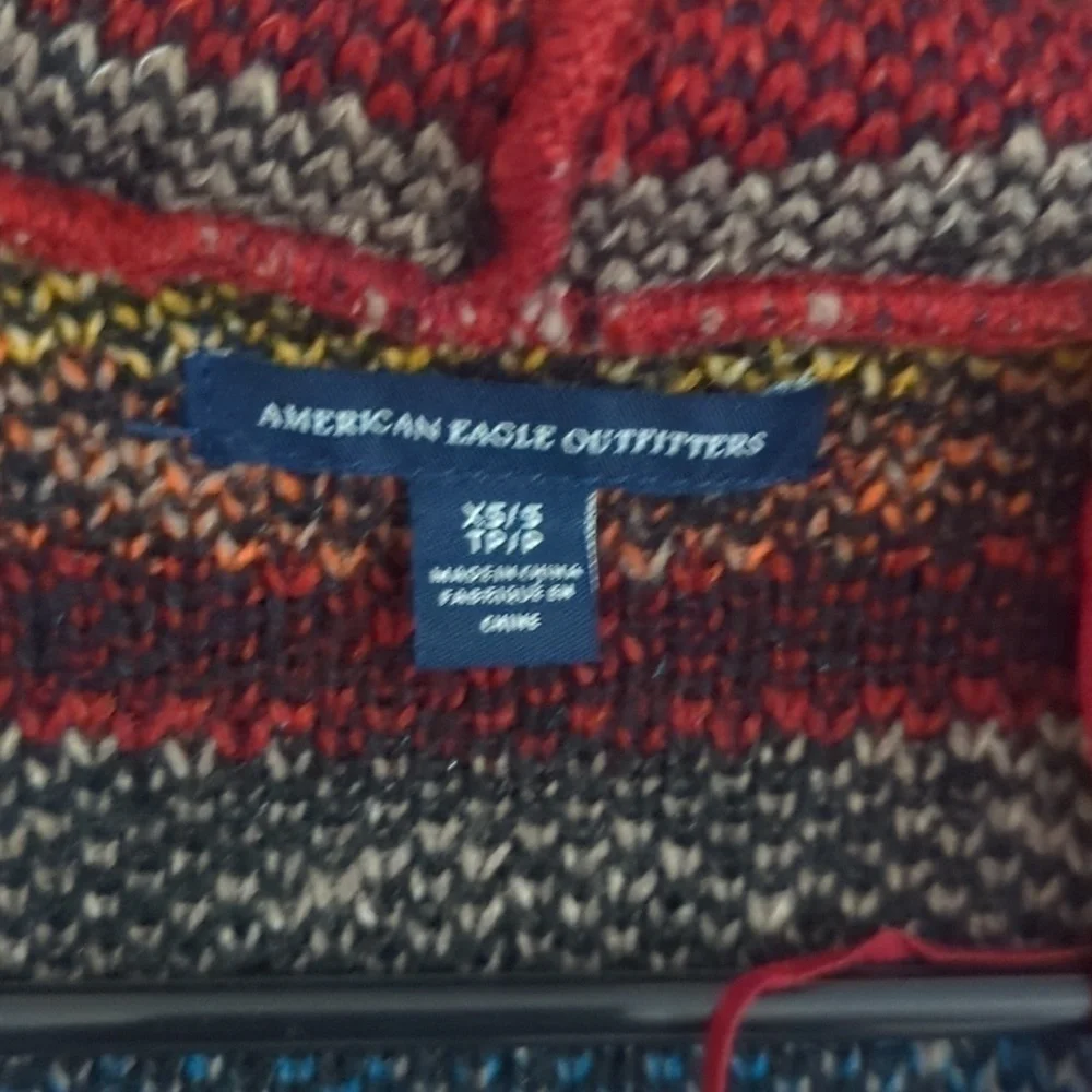 American Eagle Outfitters Open Hooded Aztec Fringe Festival Wrap Size XS/S